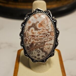 Dendritic Opal Ring With German Silver SZ 8 Nwt